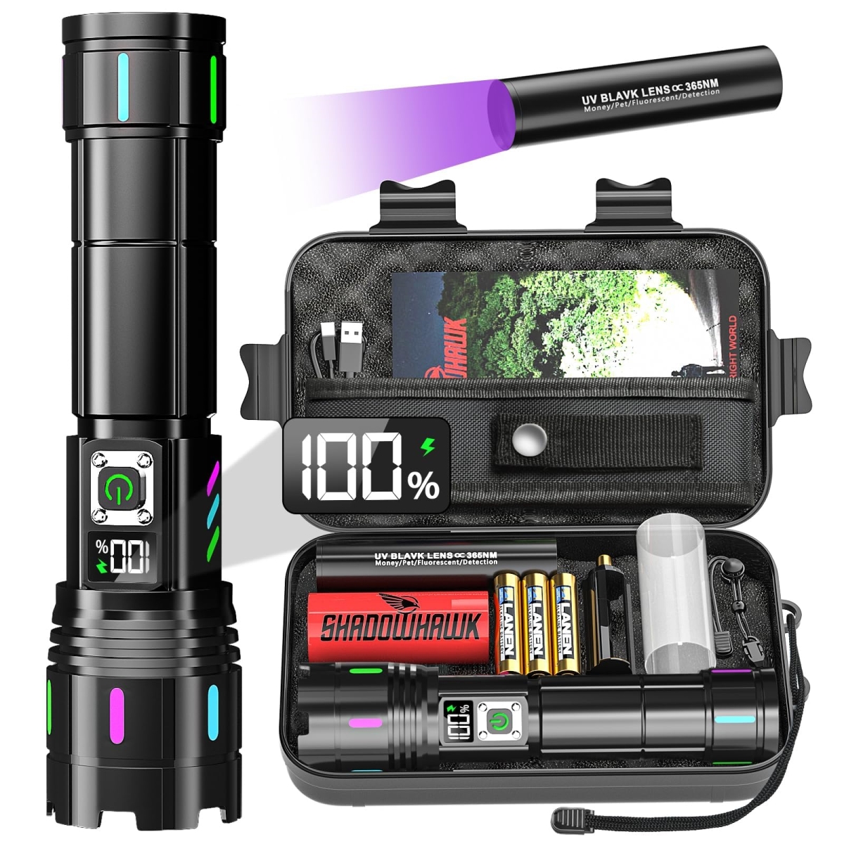 NT84134 Flashlights 2000 High Lumens Rechargeable LED Flashlights with LCD Display
