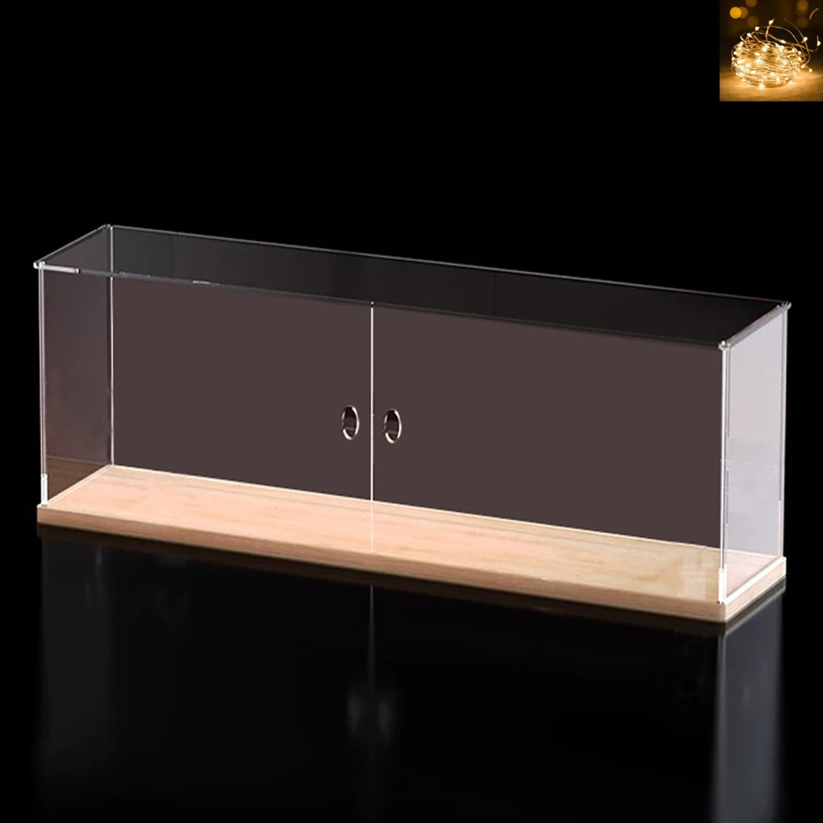 NT84189 23.6 x 3.9 x 7.9 in. Clear Acrylic Display Case with Wooden Base for Collectibles with Door