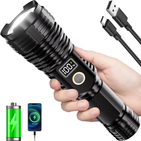 NT84406 Flashlights High Lumens Rechargeable 2000LM LED Super Bright Flash Light with LCD Display, 5 Mode, Waterproof