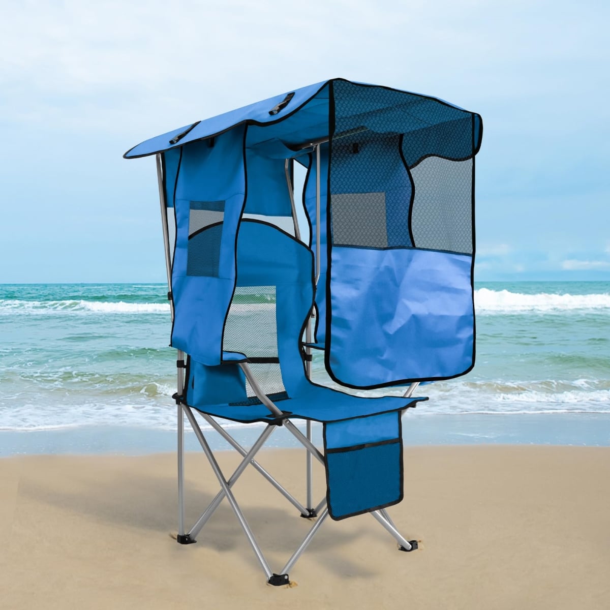 NT84419 PTLSY Camping Chair with Adjustable Shade Canopy, Portable Folding Chair for Adults - Heavy Duty Outdoor Sports