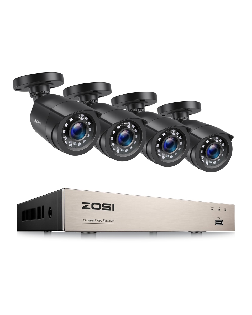 NT84448 ZOSI H.265 Plus Home Security Camera System with 8 Channel DVR & 4 Weatherproof Camera - 4 Piece