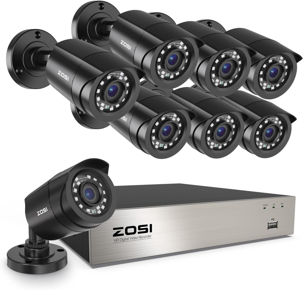 NT84452 ZOSI 3K Lite 8CH Home Security Camera System with AI Detection & Night Vision - 8 Piece