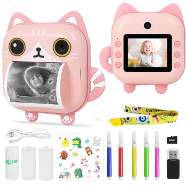 NT84502 AURTEC Instant Camera for Kids, Mini Thermal Printing Camera, 48MP Dual Camera, 1080P HD Video, 2.4 in. Screen