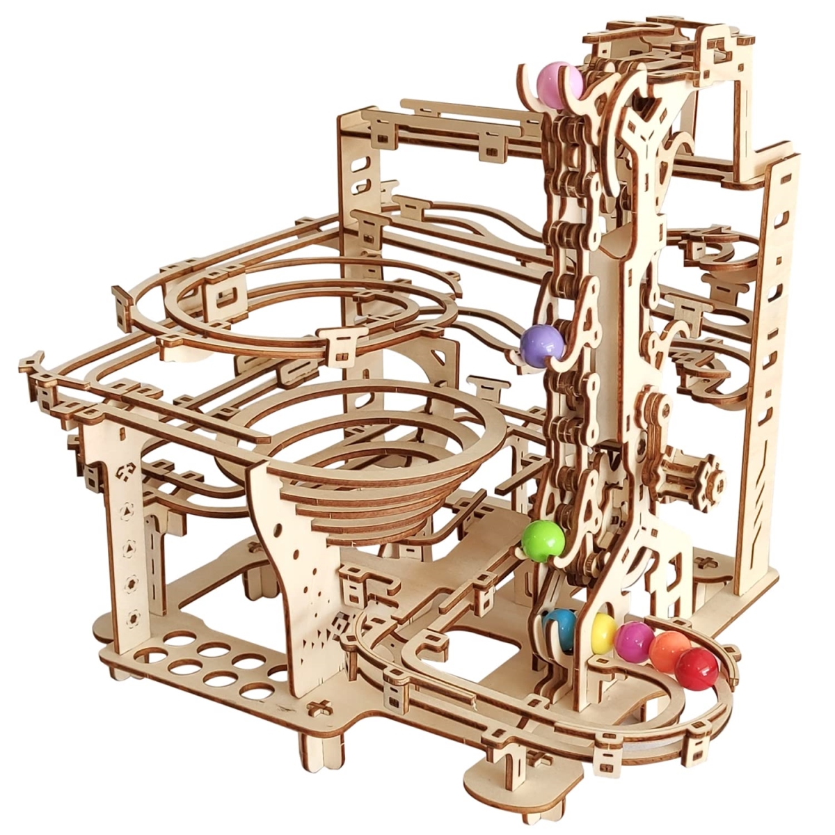 NT84680 Wooden Marble Run 3D Puzzle - Mechanical Marble Run Assembly Building Model Kits