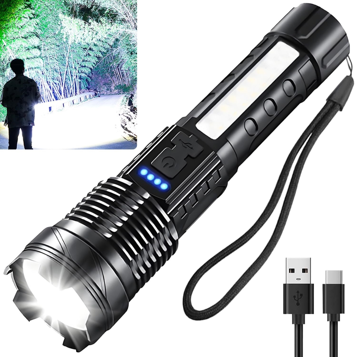 NT84854 Rechargeable LED Flashlights, 990, 000 Lumens, 7 Modes, IPX6 Waterproof, Adjustable Tactical Handheld Light