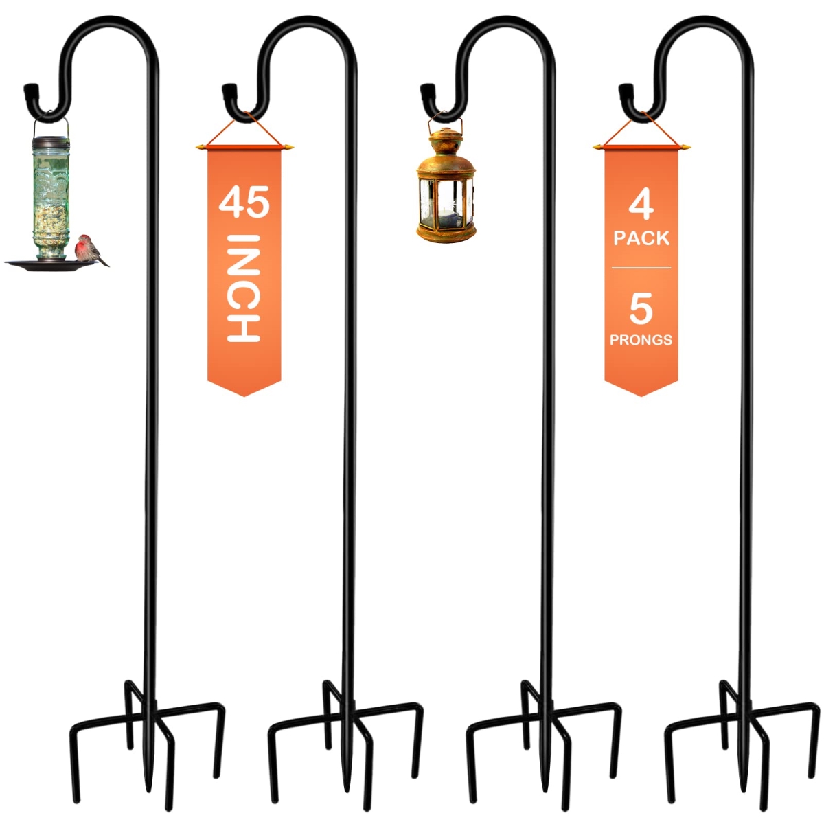 NT84887 Ottsuls Shepherd Hooks Adjustable for Bird Feeder Lantern Plant Hook Garden Stake