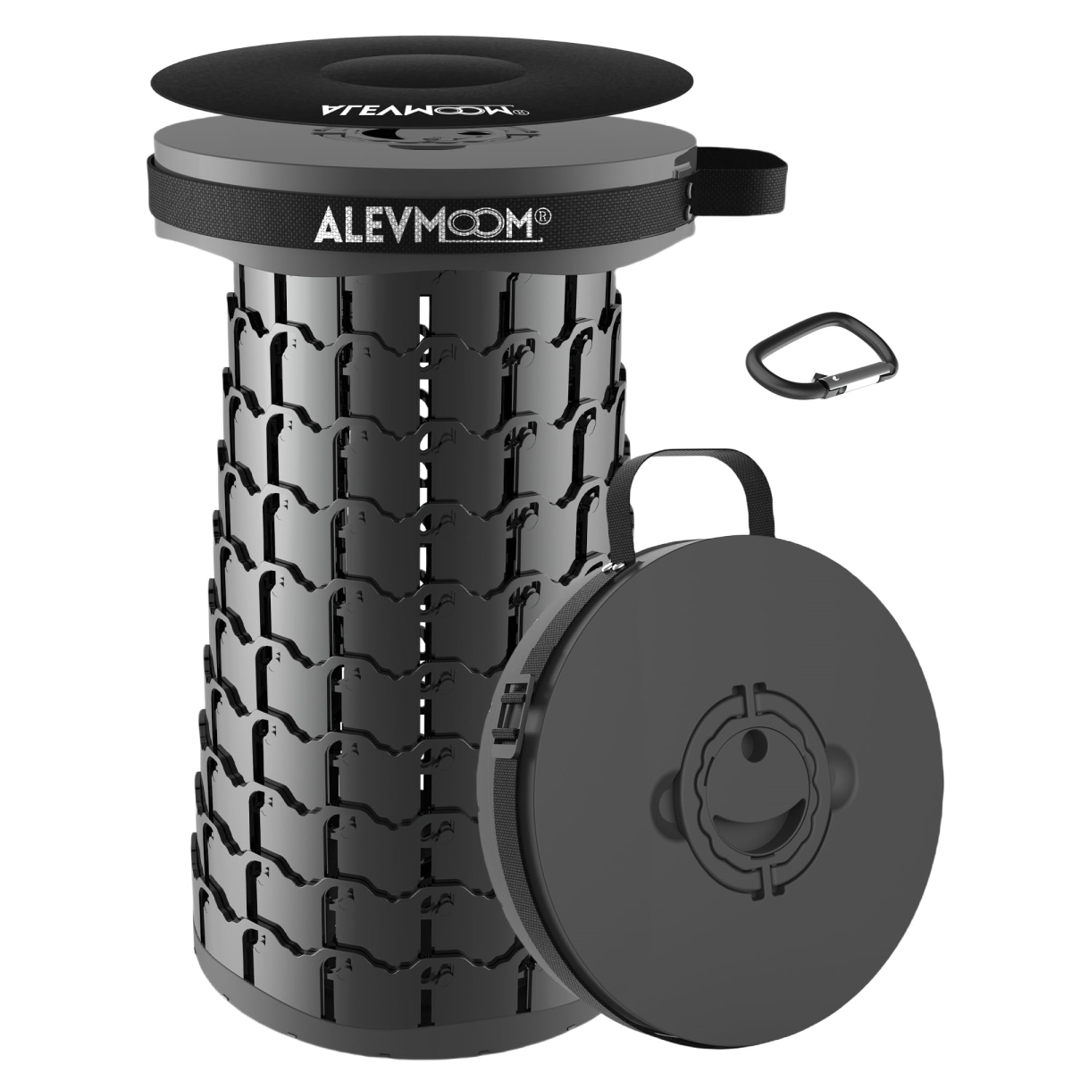NT84917 19.7 in. ALEVMOOM Upgraded Portable Telescoping Stool, XXL Collapsible with Cushion, 1000 lbs Capacity