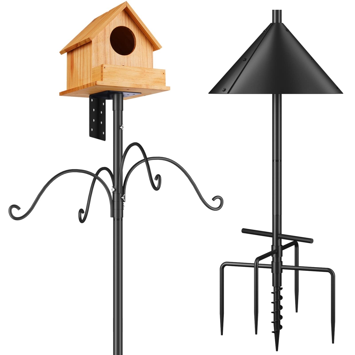 NT84995 Bird Feeders Pole, Adjustable 92 in. Heavy Duty Feeder Stand with Squirrel Proof Baffle