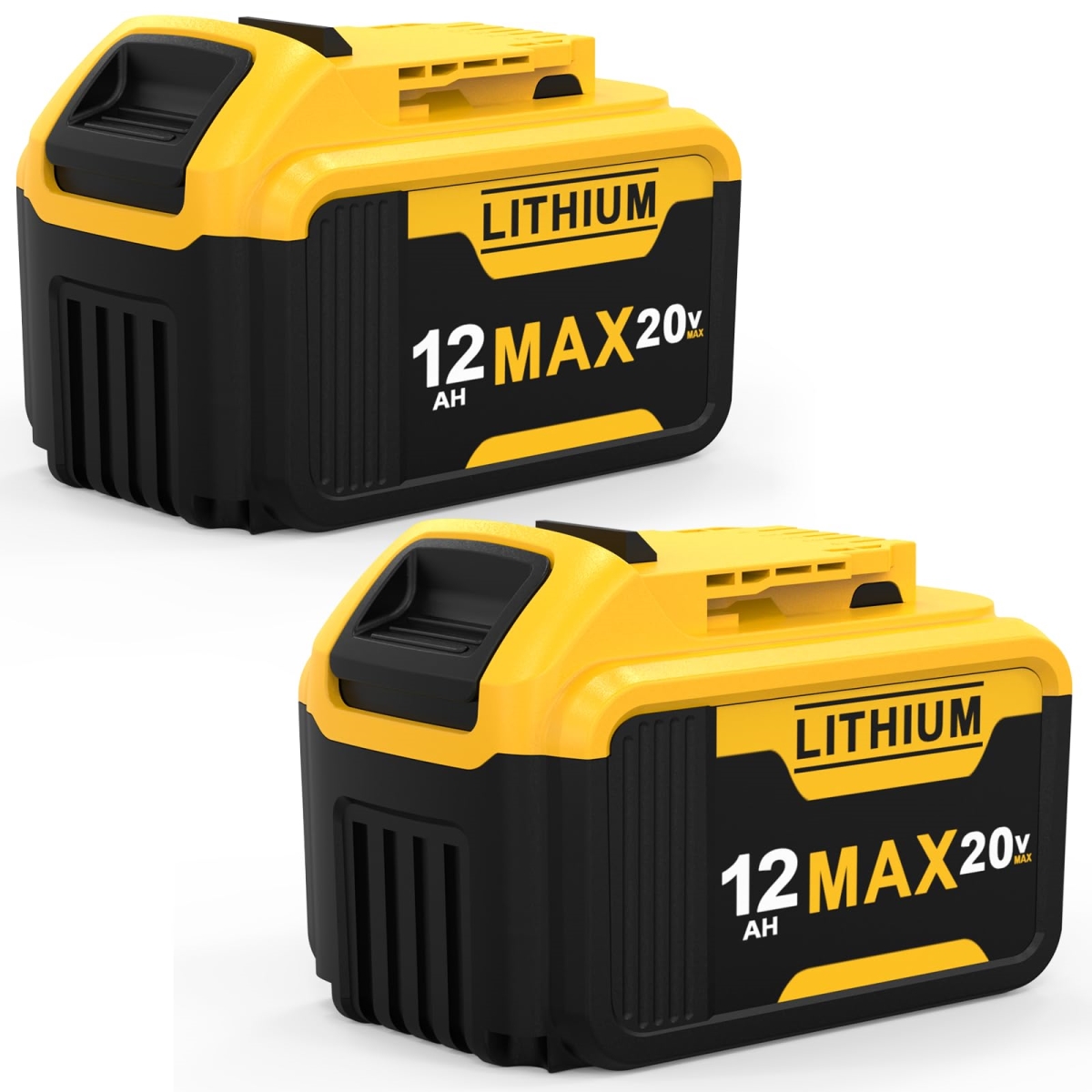 NT85001 20V 12Ah Battery Replacement for Dewalt 20V Max Battery with LED Indicator - Pack of 2
