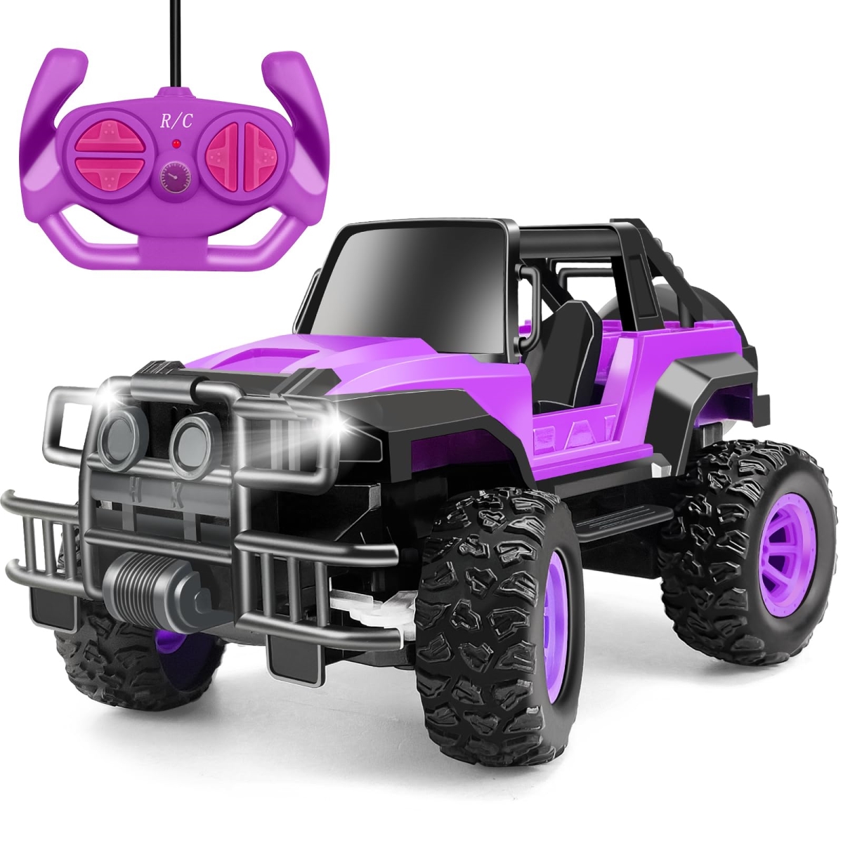 Remote Control Car Remote Control Racing Cars, 1-20 Scale Remote Control Monster Truck, 2.4 Ghz LED Light Off-Road RC Cars, Purple