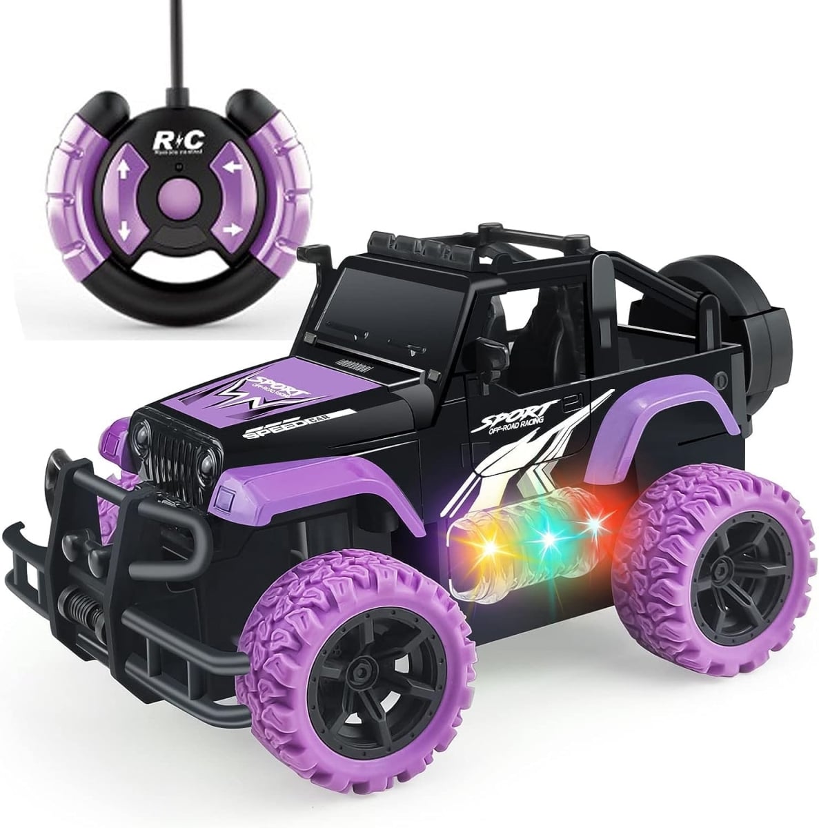 NT85013 Remote Control Car Remote Control Racing Cars, 1-20 Scale Remote Control Monster Truck, 2.4 Ghz LED Light Off-Road RC Cars - Purple