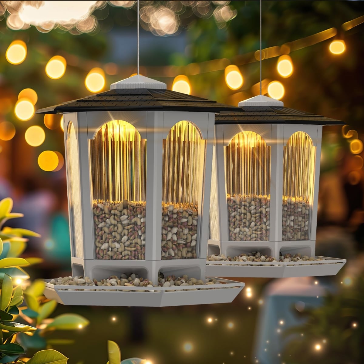 NT85014 Solar Bird Feeders for Outdoors Hanging - Pack of 2