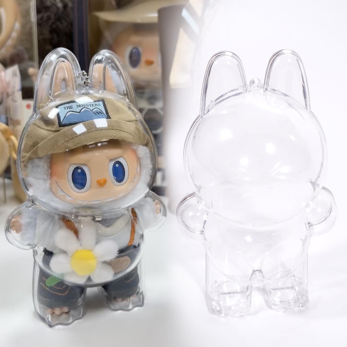 NT85027 Protective Acrylic Display Case for LABUBU The Monsters with Silicone Strap