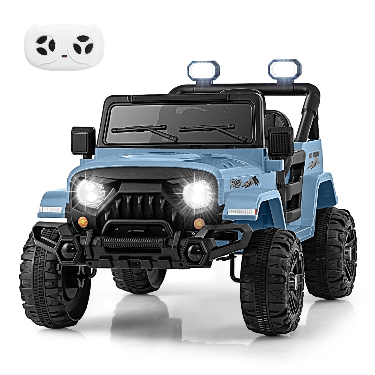 NT85125 OLAKIDS 12V Ride On Truck with Remote Control, Bluetooth, LED Lights, Music Player for Kids 3 Plus - Blue