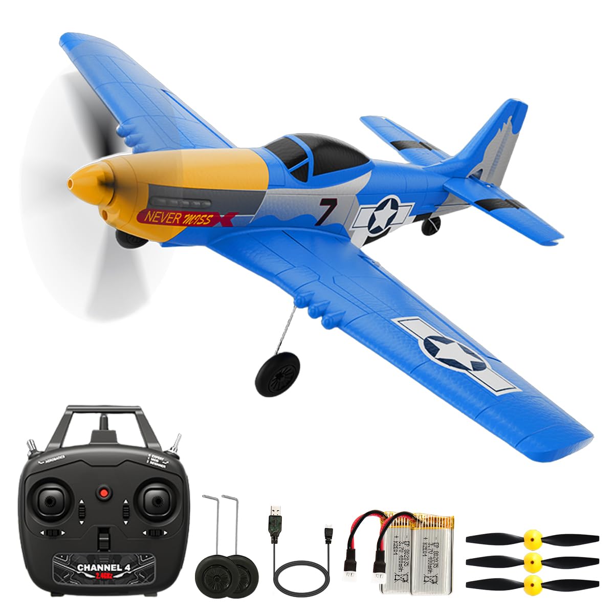 NT85168 P51D Remote Control Plane 4 Channel 2.4 Ghz RTF Remote Control Airplane P-51 Mustang Fighter Glider