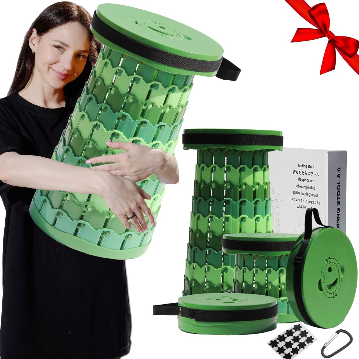 NT85188 19.7 in. Portable Collapsible Folding Stool with Cushion, Heavy Duty, Max Load 1000 lbs
