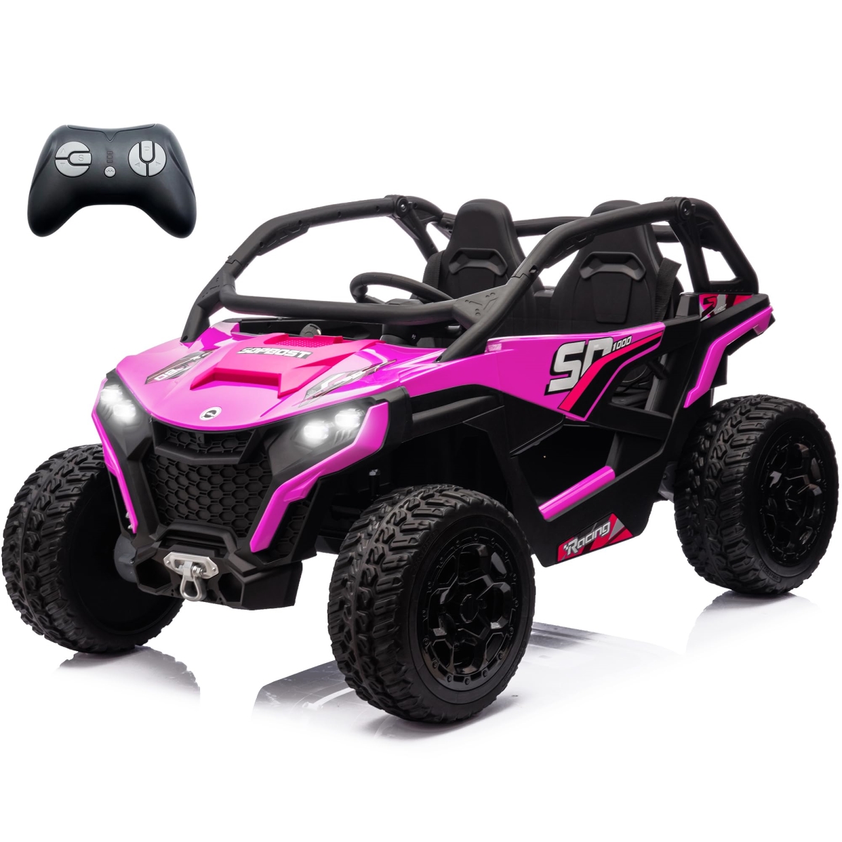 NT85237 Sopbost XXL 24V 10Ah 2-Seater Ride-On Toys for Big Kids, 4WD UTV, Purple & Pink