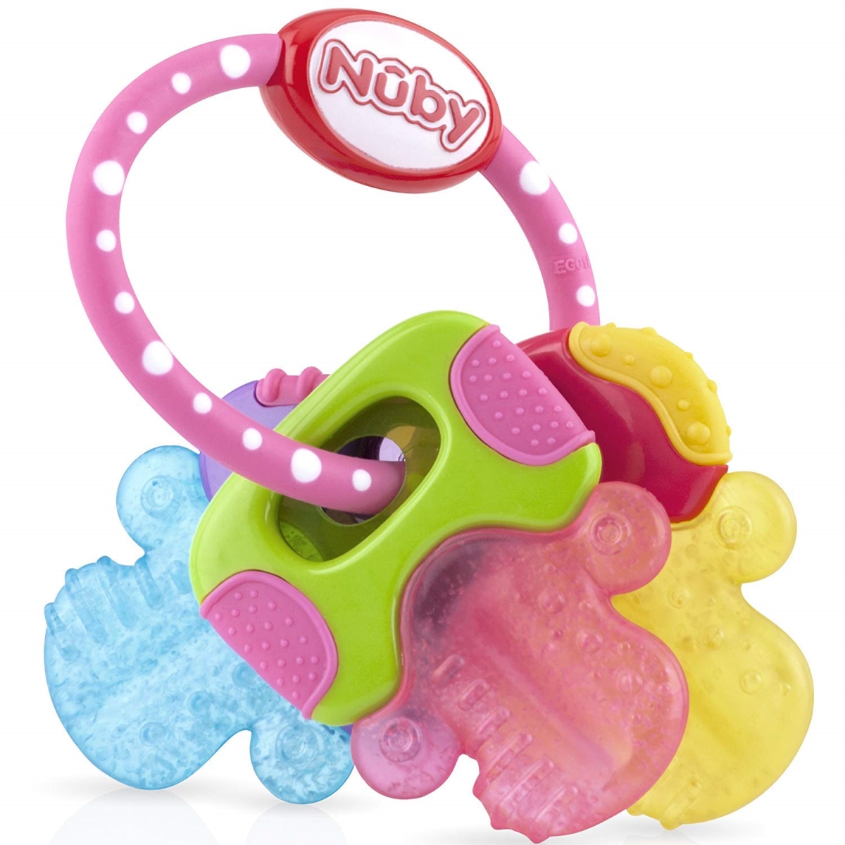 NT85600 Nuby Ice Gel Teether Keys - Silicone Baby Teether Toys for Infants - Pink