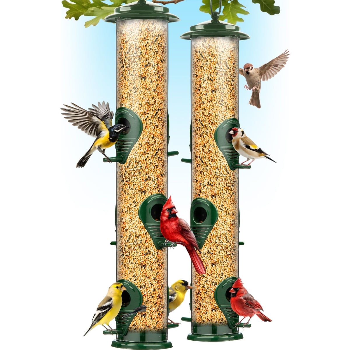 NT85655 16 in. Bird Feeders for Outdoors, Metal - Pack of 2