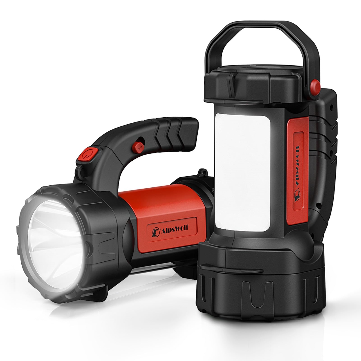 NT85681 AlpsWolf Camping Lantern Rechargeable LED Flashlights Spotlight with 800lm, Red Portable Bright Light - Pack of 2