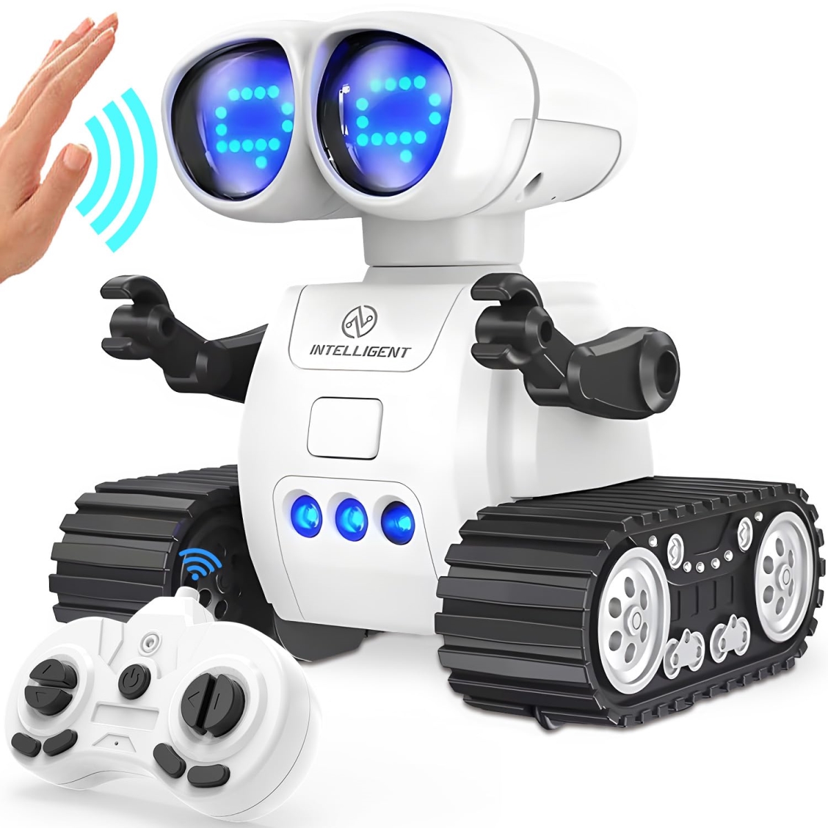 NT85815 TOY Life Rechargeable Remote Control Robot Toys with Auto-Demonstration, Music & LED Eyes - White