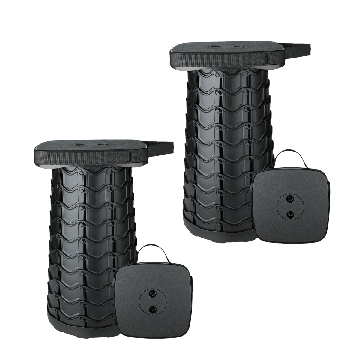 NT85972 Boreeman Collapsible Stool, Square Shape, Lightweight & Sturdy, 400 lbs Capacity, Portable for Camping & More - Pack of 2