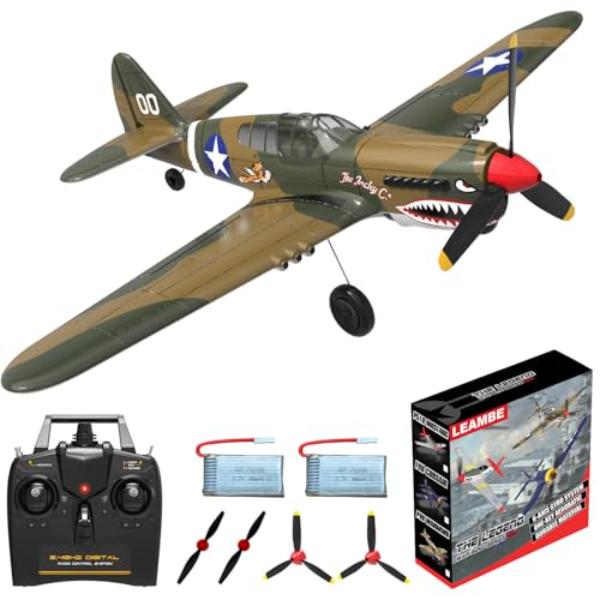 NT86019 LEAMBE Remote Control Plane 4 Channel Remote Control Airplane - Ready to Fly P-40 Warhawk for Beginners with XPilot System