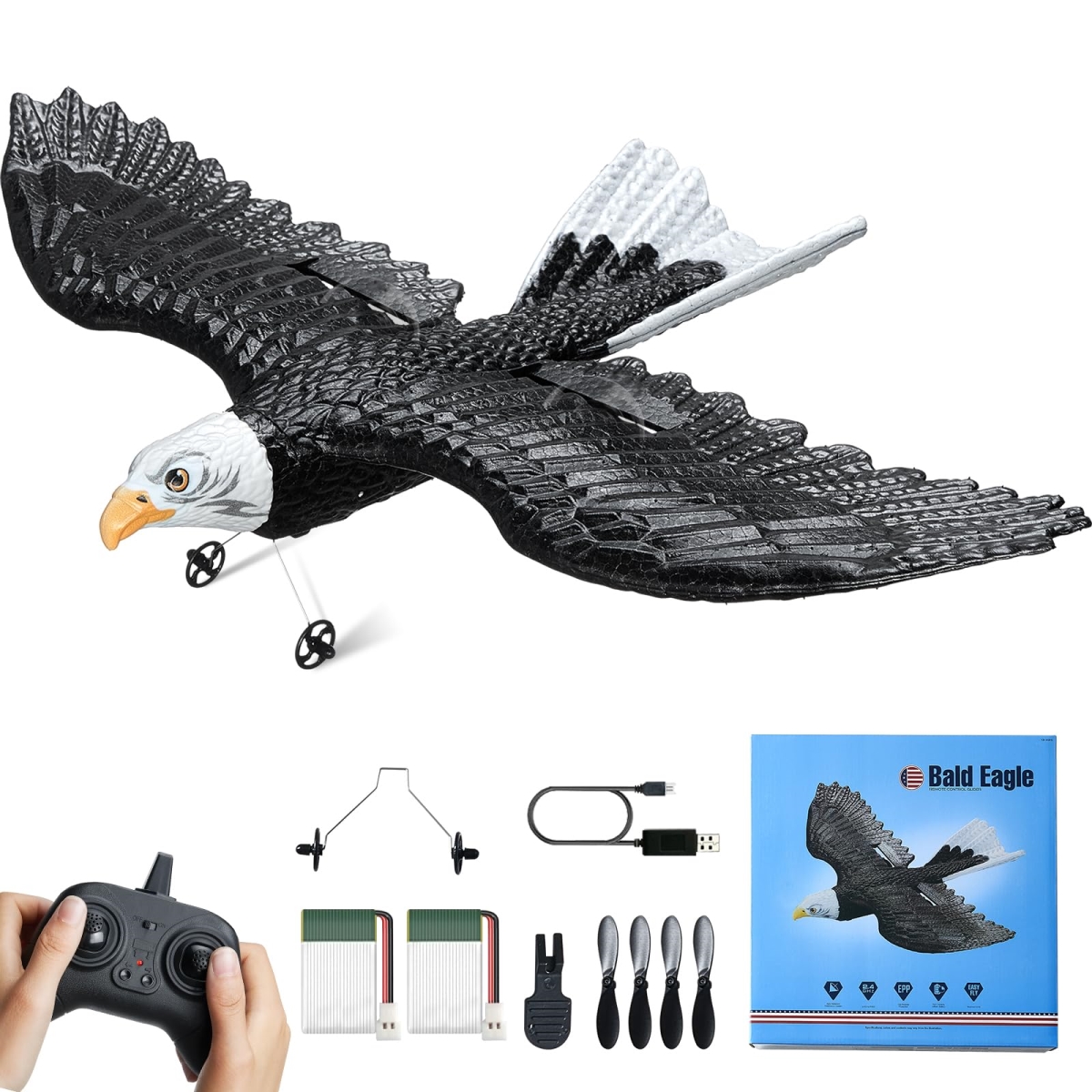 NT86022 VEVOR Remote Control Plane, 2.4 Ghz 2 Channel Airplane with 6-Axis Gyro Stabilizer & 2 Batteries, Ready to Fly