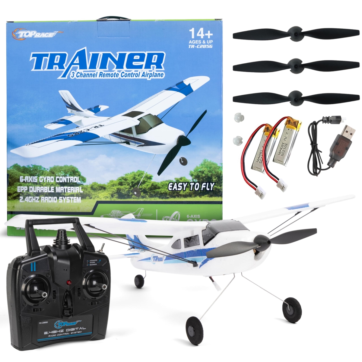 NT86047 Top Race Remote Control Airplane - Remote Control Plane 3 Channel Battery-Powered