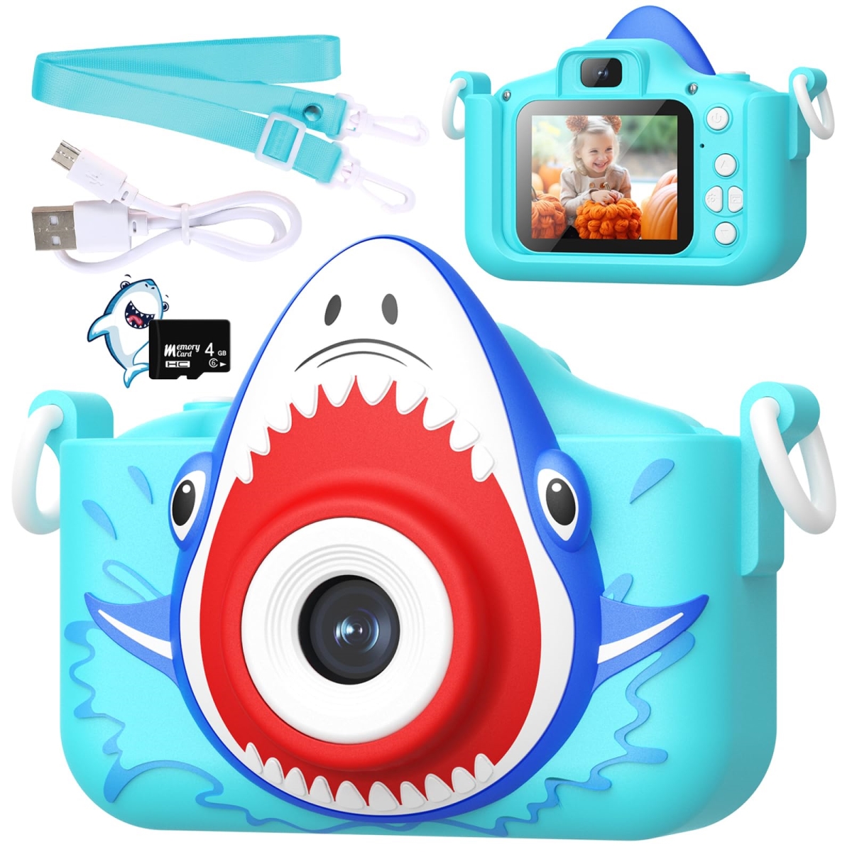 NT86098 Kids Camera with Dual HD Lens & Shockproof Case - Digital Camera for Toddlers Age 3-12