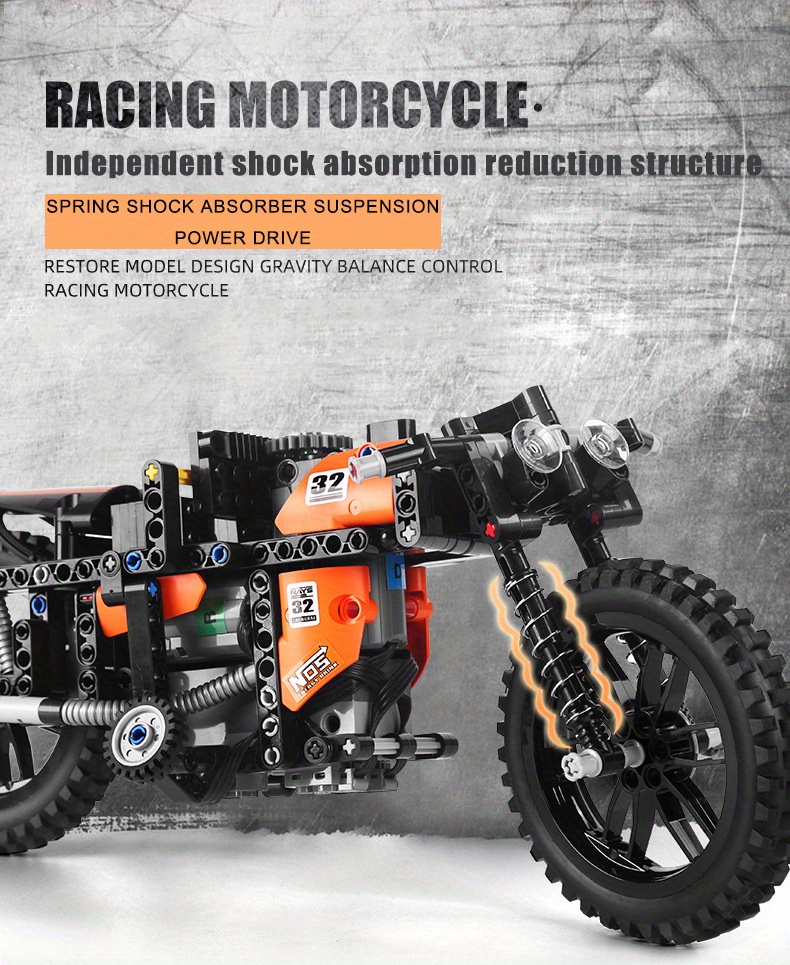 NT31128 Racing Motorcycle Electric Remote Control Assembly Toy, 383 Piece