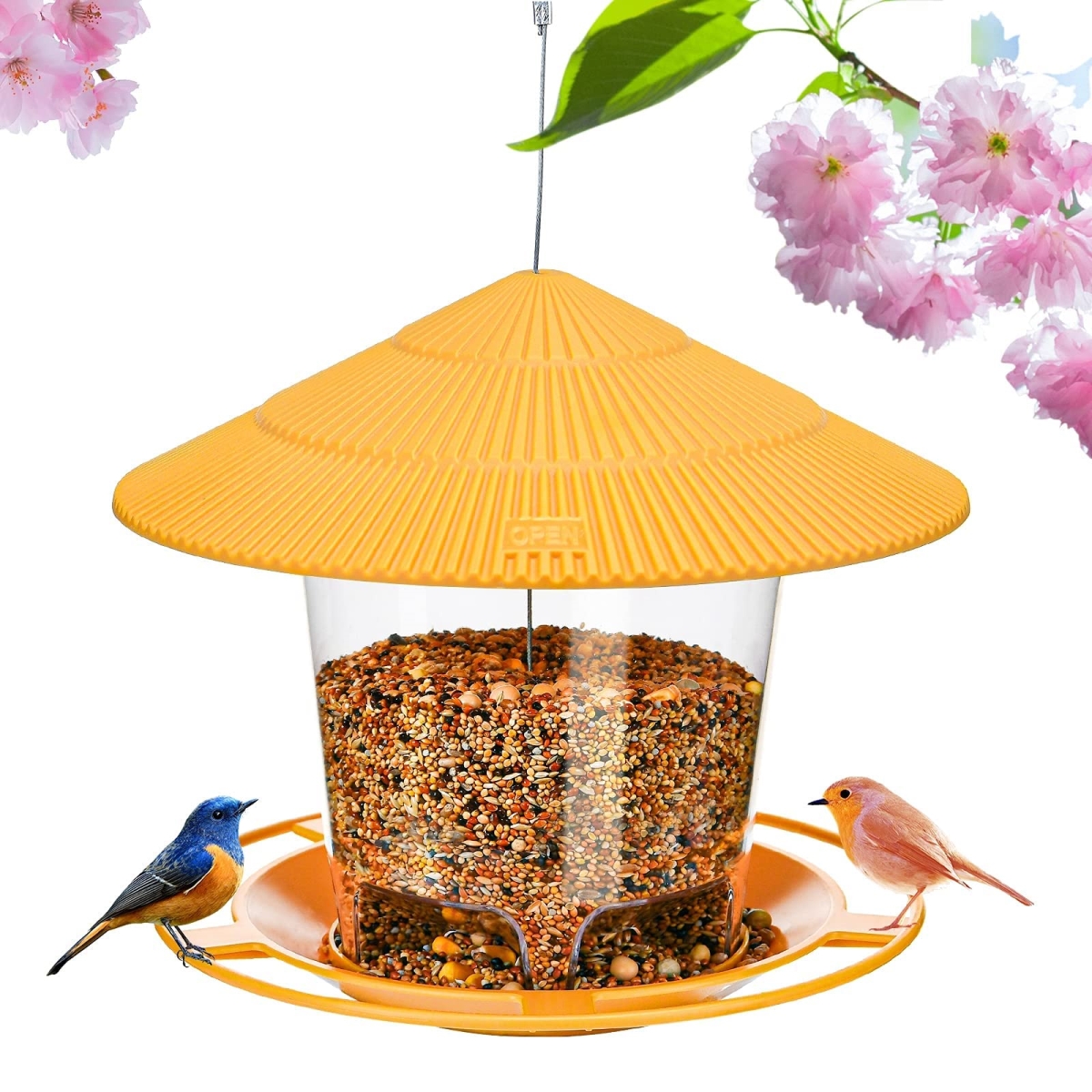 NT86367 Bird Feeder Outdoor Hanging for Wild Bird Seed - Yellow
