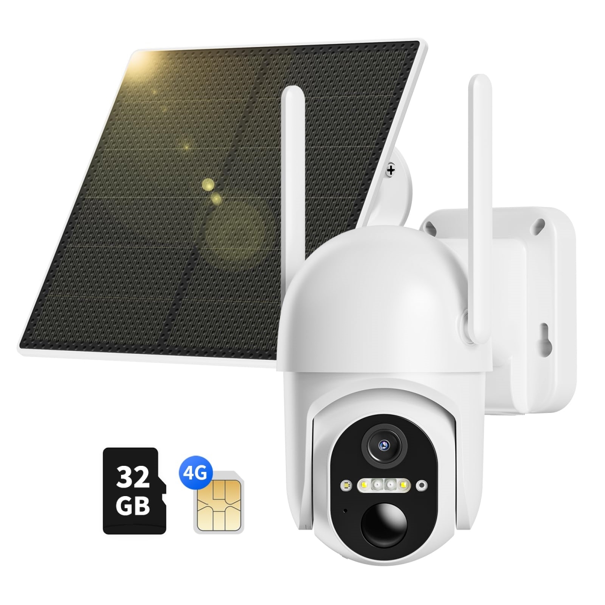 NT86491 Ebitcam 4G LTE Cellular Security Camera with Memory & SIM Card, 2K Solar Outdoor Cam, 360 Deg Live View, Color Night Vision
