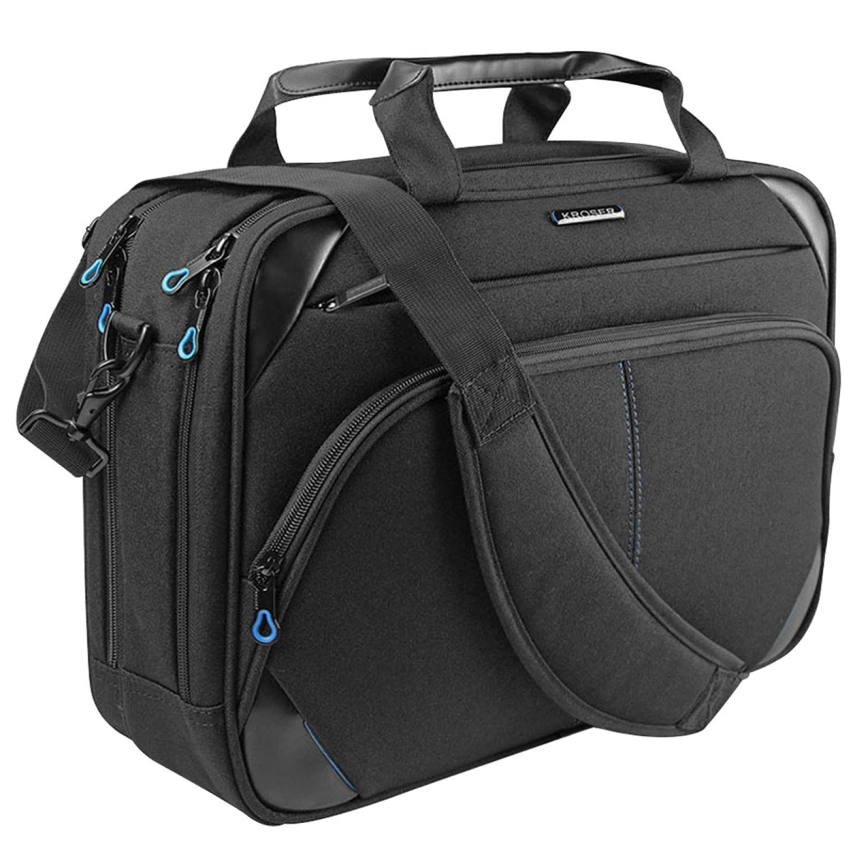 NT86704 15.6 in. KROSER Laptop Bag Briefcase Messenger Bag with RFID Pockets - Black & Blue