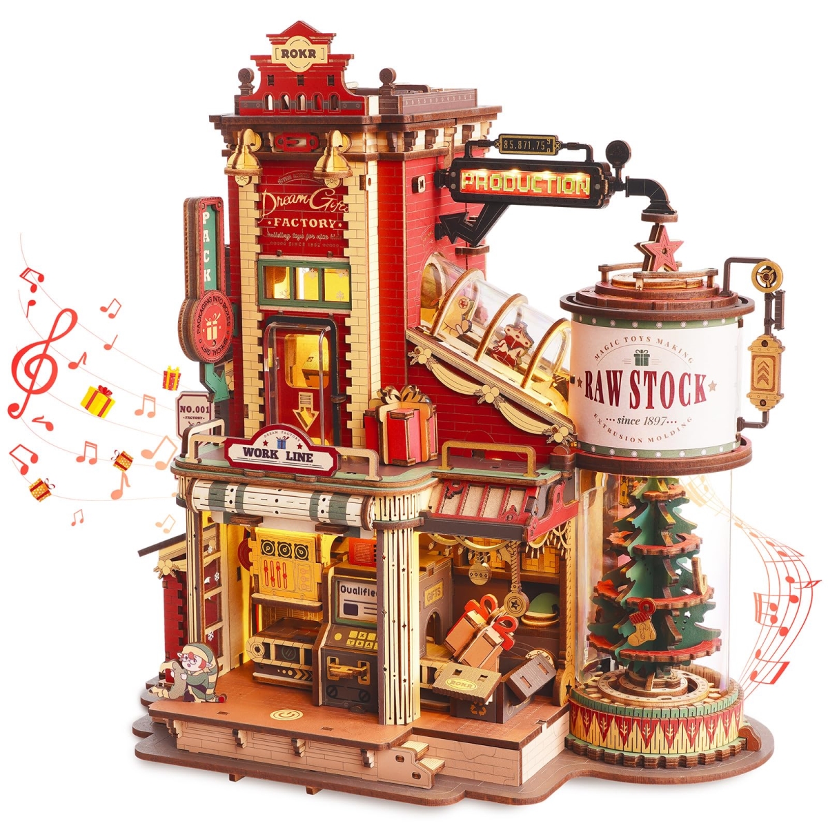 NT86830 ROKR 3D Wooden Puzzle - Mechanical Model Kit with Music & Lights, DIY Building Toys for Teens & Adults - 449 Piece