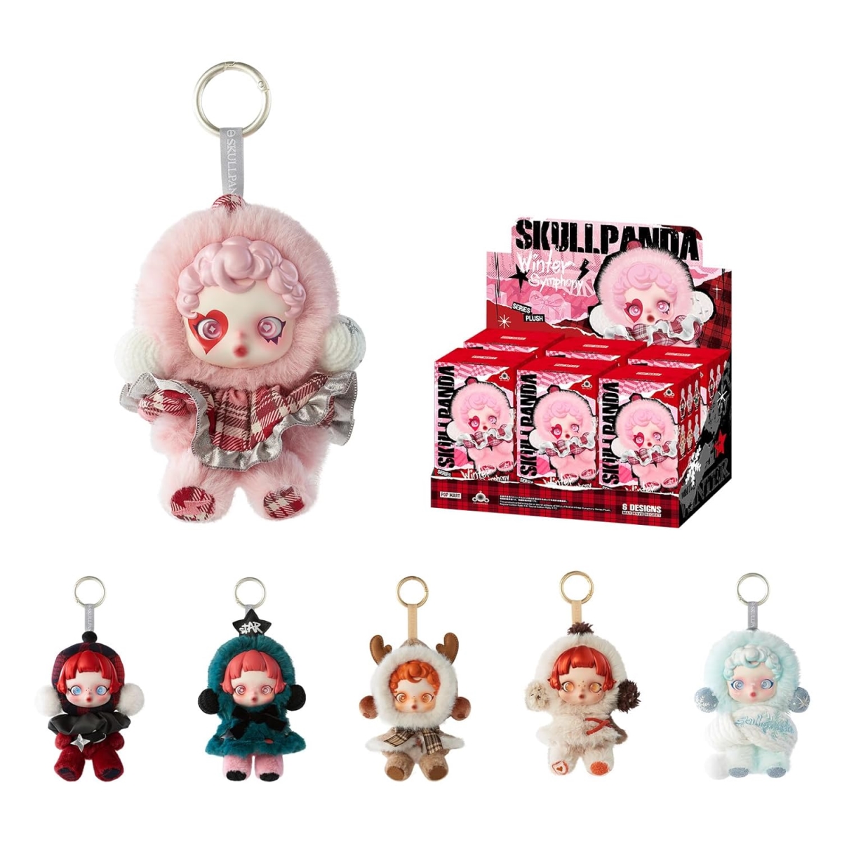 NT86983 POP MART SKULLPANDA Winter Symphony Series Plush Blind Box Figure, Random Design Collectible Toys - Pack of 6