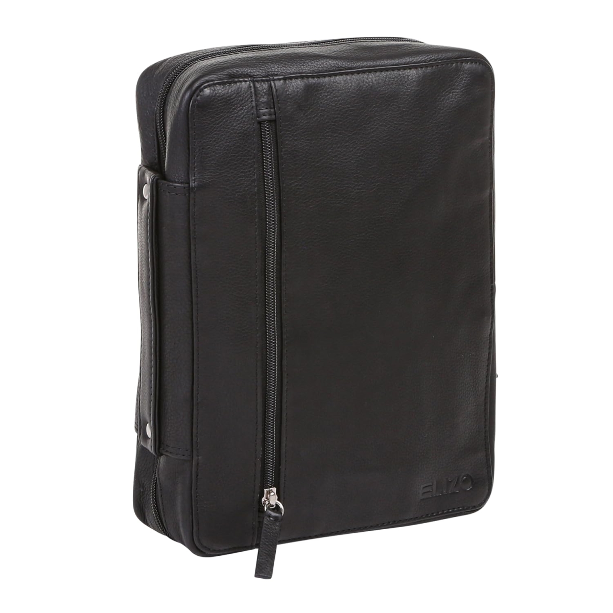 NT87090 ELIZO Leather Bible Cover Zippered Holder Protector Tote Bag Organizer Sleeve - Onyx
