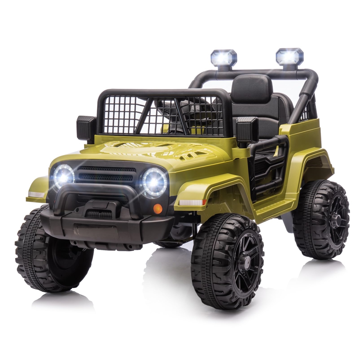 NT87163 JOYMOR 12V Kids Ride On Truck with Remote Control, Battery Powered Car with LED Lights, Horn, Manual Control, 3-5 MPH - Green