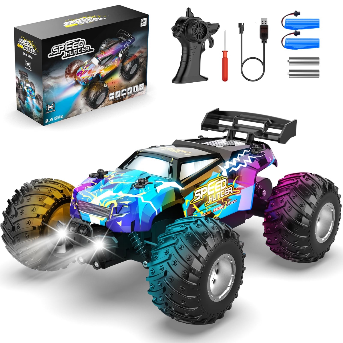 NT87391 All Terrain Remote Control Car with Bodylight & Two Rechargeable Batteries, 20 KMH Monster Truck