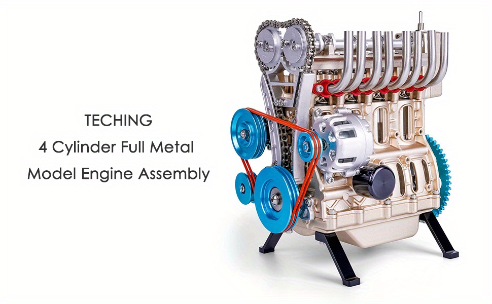 NT31141 4 Cylinder Full Metal Model Engine Assembly Toy Kit, 350 Piece