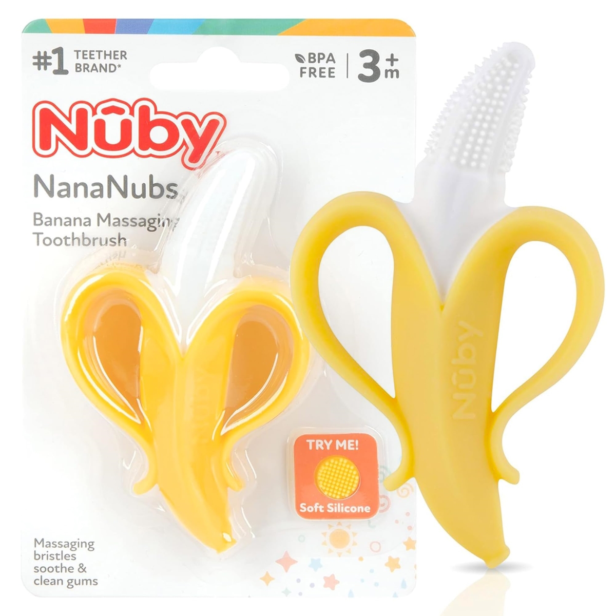NT87526 Nuby Nananubs Banana Massaging Teether, Silicone Teether for Sore Gums, Infant Toys - Pack of 16
