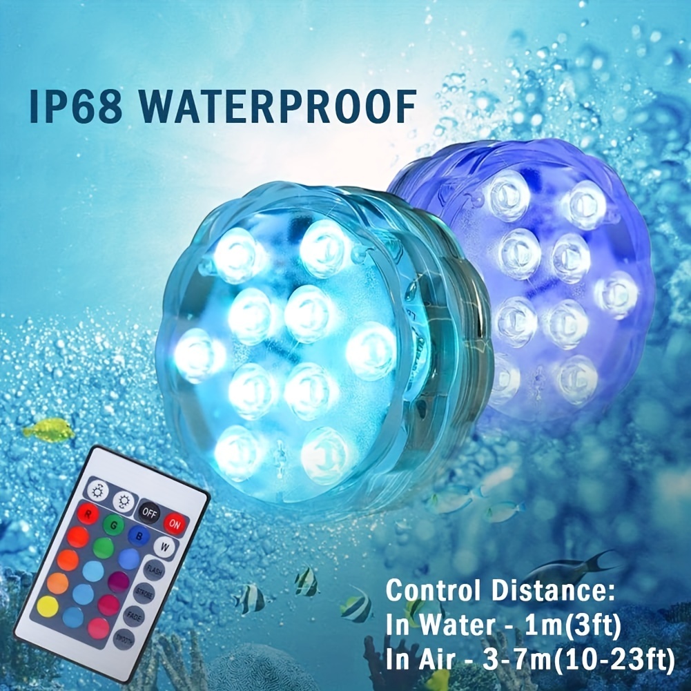 NT31143 Submersible LED Remote Control Battery Powered RGB Multi Color Changing Waterproof Light, Pack of 4