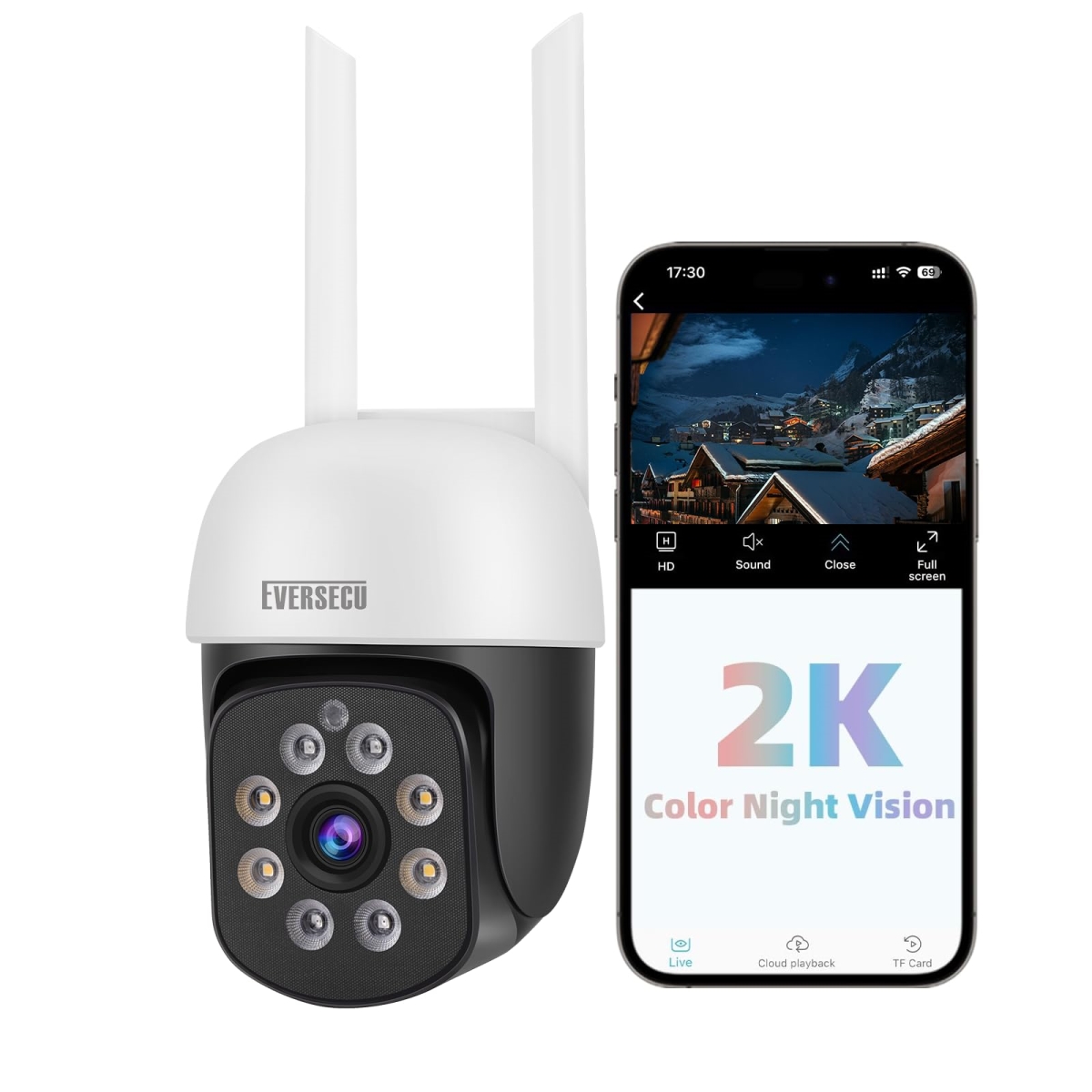 NT87656 EVERSECU 2K 3.0MP Outdoor Wi-Fi PTZ Security Camera