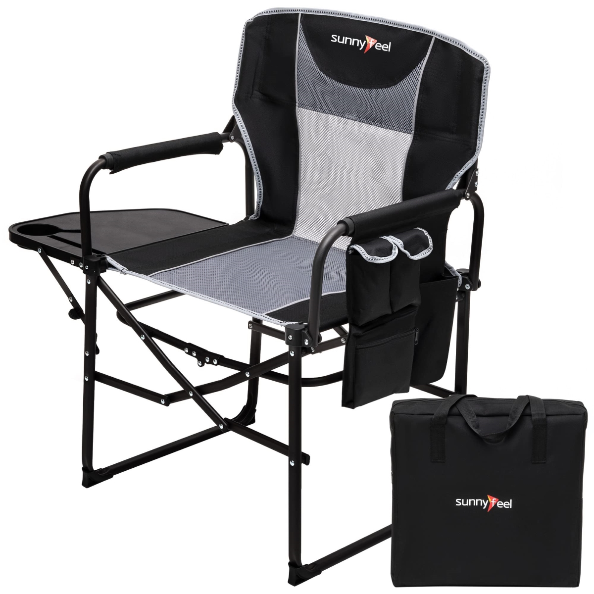 NT87682 SUNNYFEEL Camping Directors Chair - Heavy Duty - Oversized Portable Folding Chair with Side Table