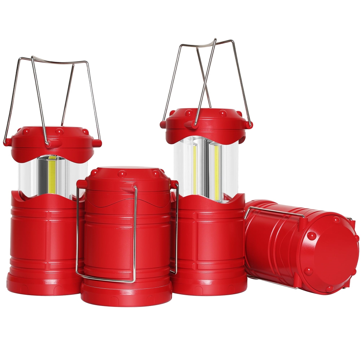 NT87742 Lichamp LED Camping Lantern Battery Powered Flashlights for Home, Outdoor, Emergency Use, Red - Pack of 4