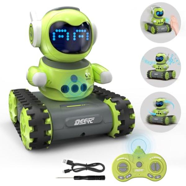 NT87985 DEERC Robot Toys for Kids 5-7, Walkie Talkie Remote Control Emo Robot with Gesture Sensing