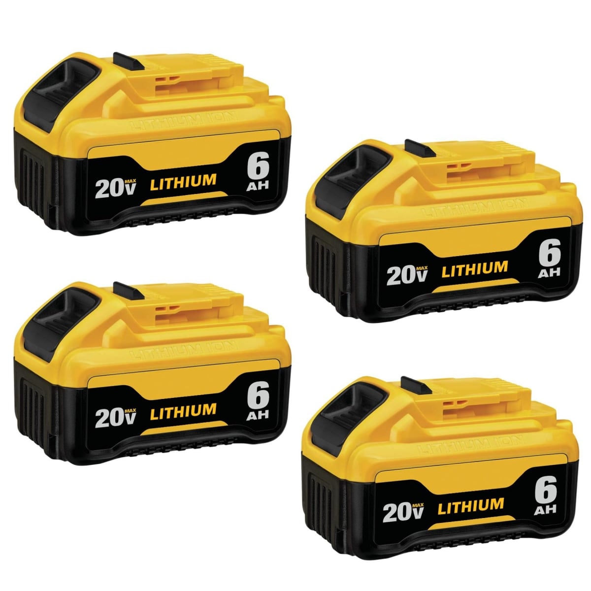 NT88047 6.0Ah LONG FIT Replacement for DeWalt 20V Battery - Pack of 4