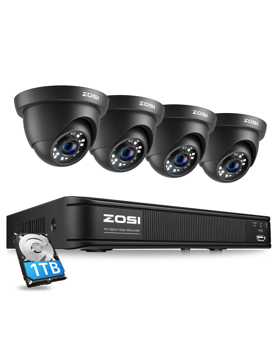 NT83739 ZOSI 5MP Lite 8 Channel Home Security Camera System with 1TB HDD & 4 Weatherproof CCTV Dome Camera