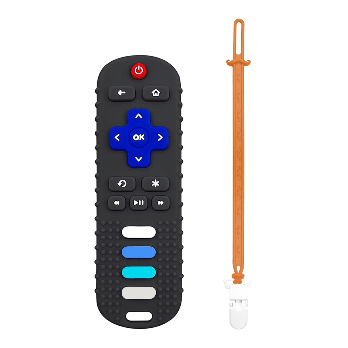 NT83940 Baby Teething Toys, Food Grade Silicone Remote Control Teether with Pacifier Clip for Boys & Girls