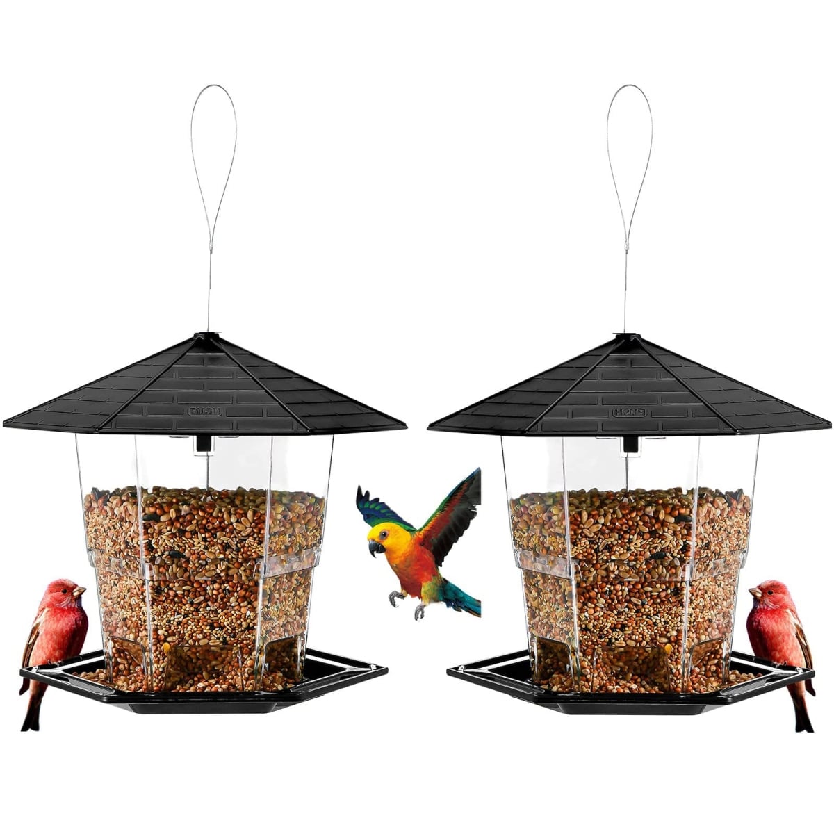 NT84508 Bird Feeders for Outdoors, Black - Pack of 2